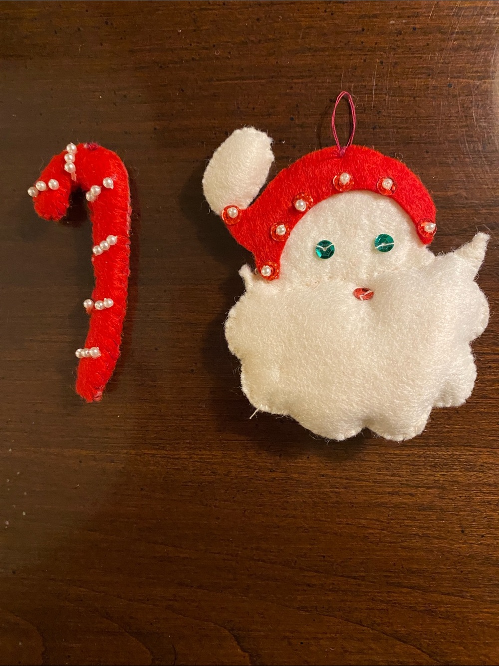 22 Handmade Felt & Needlepoint Christmas Ornaments • Crochet Snowflakes • 1971 - Picture 15 of 17